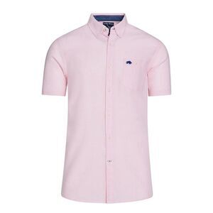 Raging Bull Mens Classic Linen Short-Sleeved Shirt / Pink